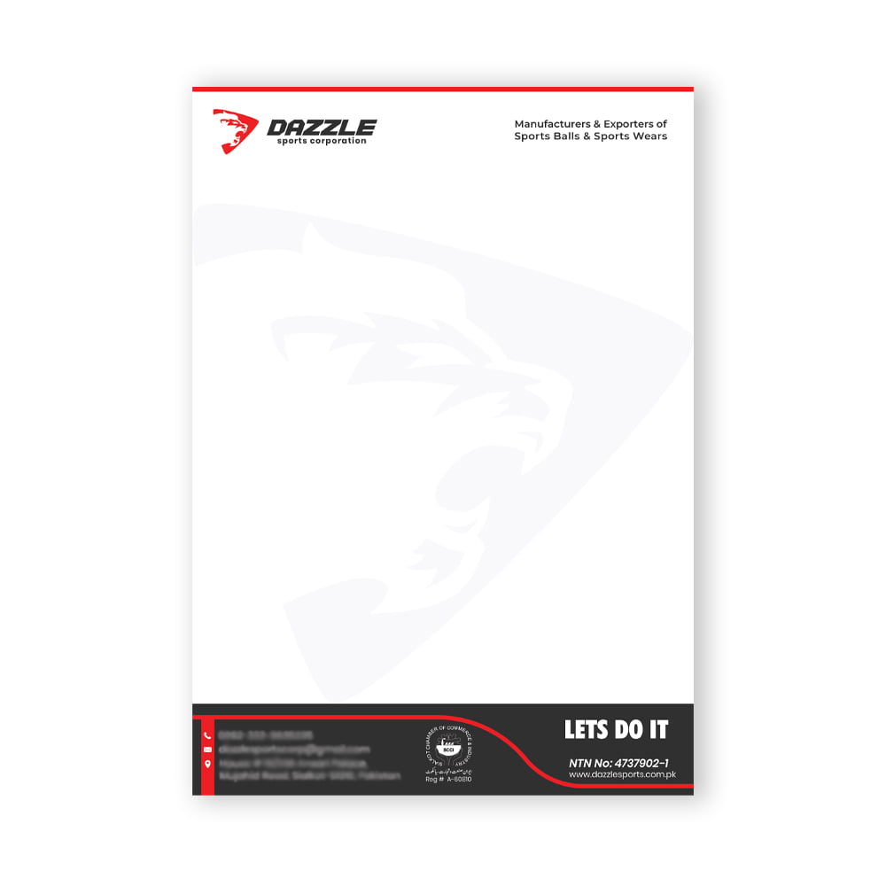 Dazzle Sport Corporation Letterhead Design