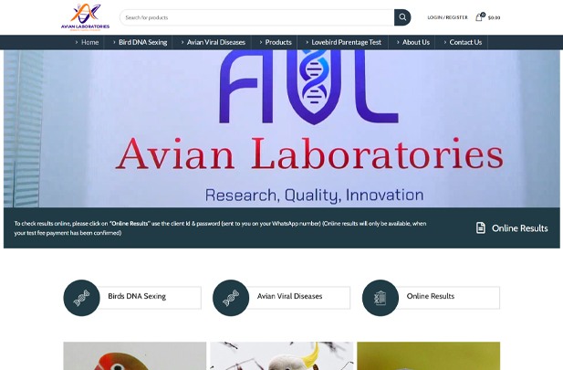 Avian Laboratories Website Design