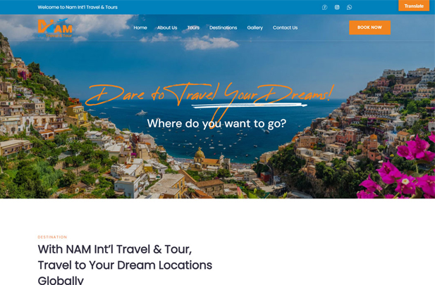 NAM Travels Website Design